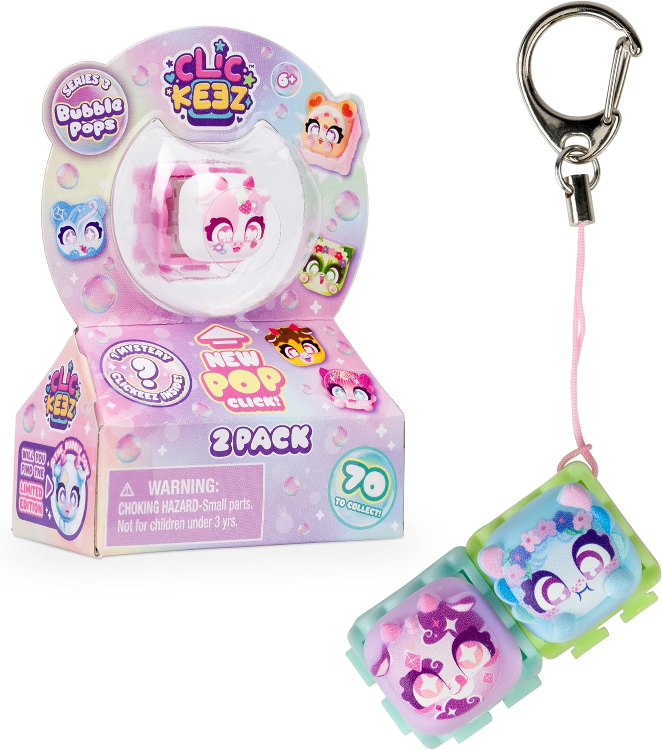 Clickeez Series 3 Bubble Pops 2-Pack Blister Card with softer acoustics