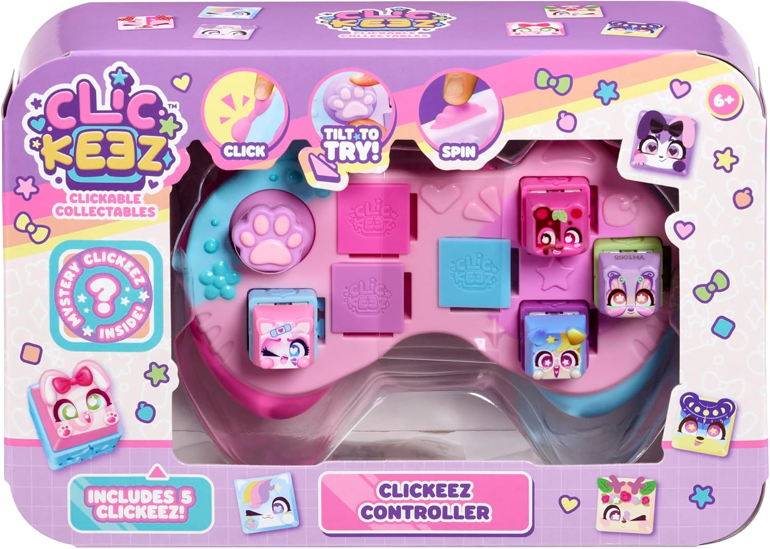 Clickeez Fidget Controller Pack with 6 mechanical keys and ergonomic dual-grip dock