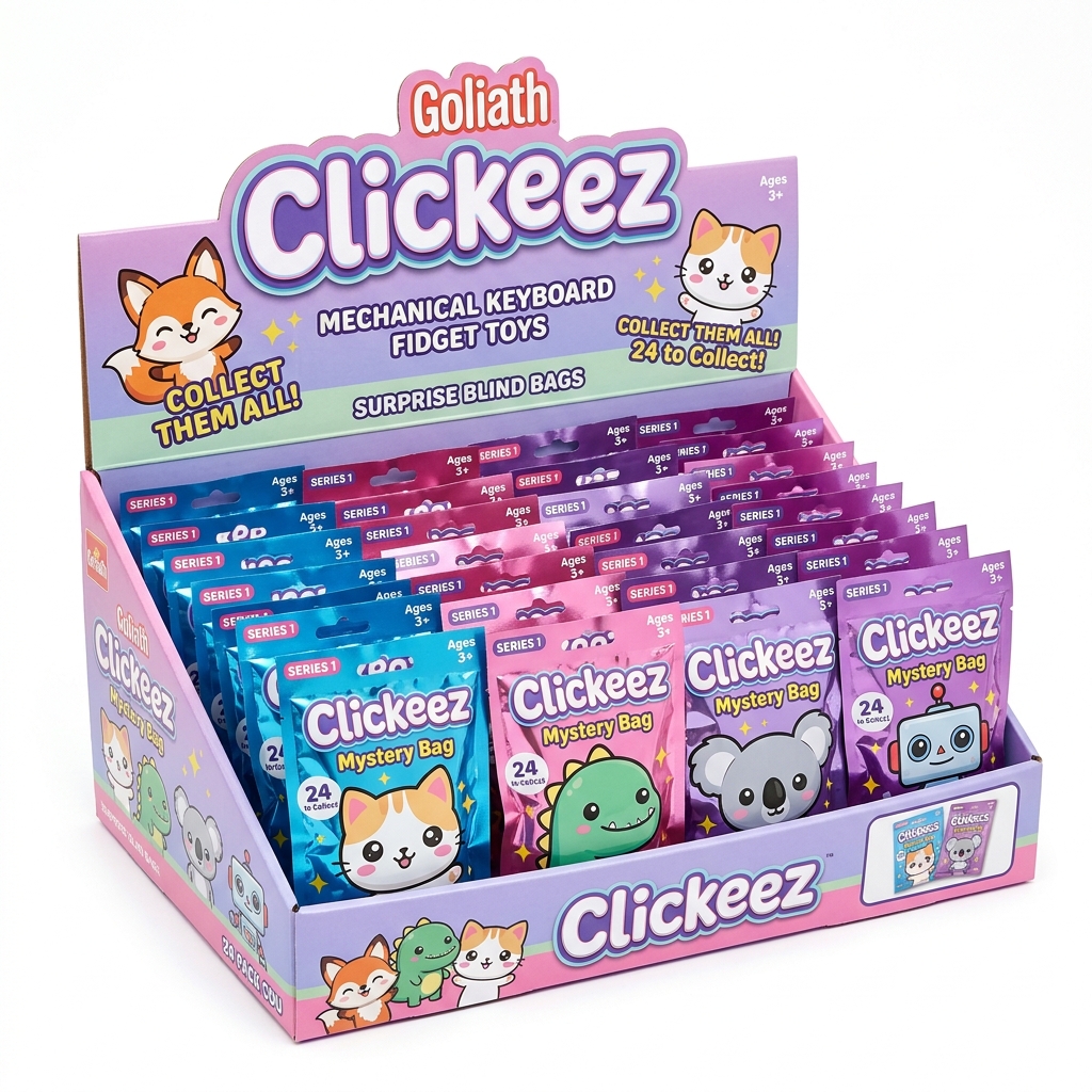 Official Goliath Clickeez 24-Piece Retail Counter Display Unit filled with mystery blind bags
