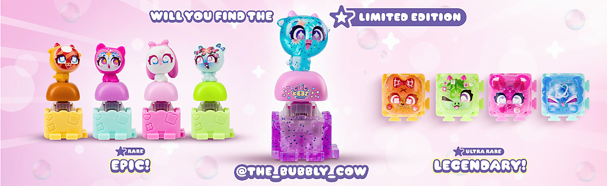 Official Clickeez Rarity Showcase featuring Rare, Epic, Ultra Rare, and @The_Bubbly_Cow Chase